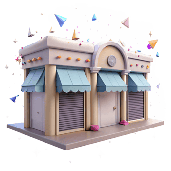 stunning vintage Row of City Storefronts with Awnings Cutout Element genuine png