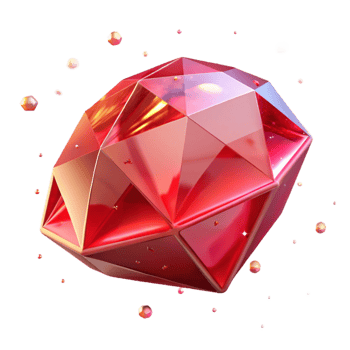 stunning artistic Ruby Red Gemstone Facets Isolated with Transparent Background and Sparkling Brilliance high quality png