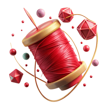 beautiful modern Ruby Red Thread Isolated with Intense Color original png