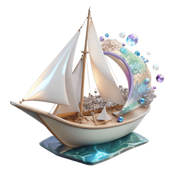 beautiful minimalist Sailboat with White Sails Isolated on Transparent Background genuine png