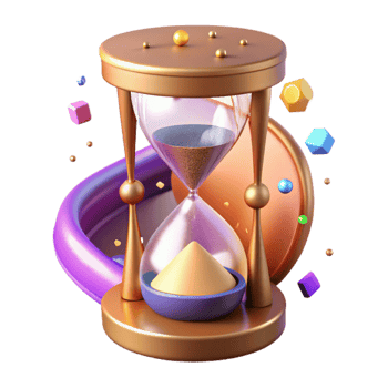 serene classic Sand Hourglass Time Passing Isolated on Transparent Background exclusive png