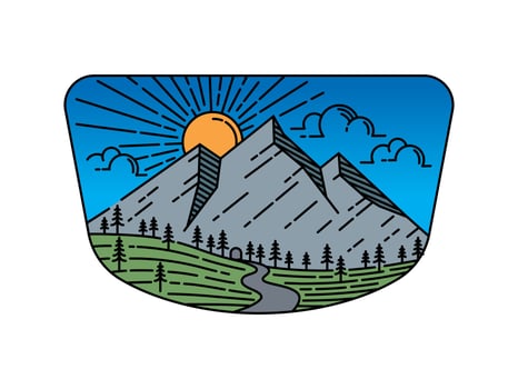 mountain view in frame illustration vector