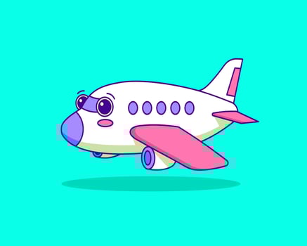 Cute Cartoon Airplane Flying on Pastel Background Illustration for Children vector