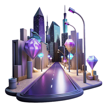 impressive artistic Sci Fi City Street Night Scene Transparent Background professional png