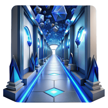elegant artistic Sci Fi Corridor with Blue Lighting Cutout original png
