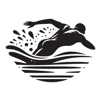 Silhouette Swimmer Swimming Fast Freestyle in Pool Illustration vector