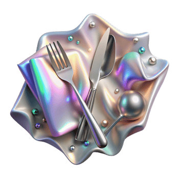 magnificent vintage Shadow of Fork and Knife with Metallic Shine Isolated original png