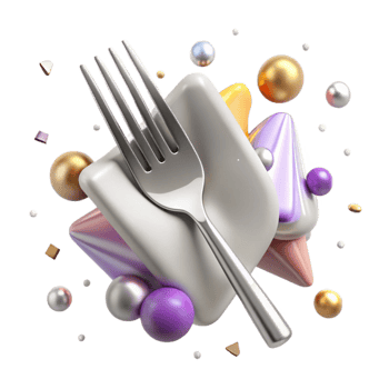 dramatic rustic Silver Fork Cutout on Transparent Background high resolution png