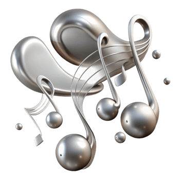 wonderful minimalist Silver Music Notes Flowing Transparent Background genuine png