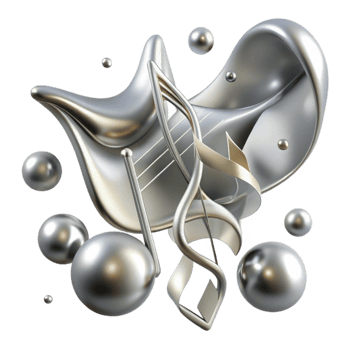 beautiful abstract Silver Music Notes Flowing Transparent Background high quality png