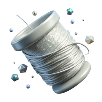 extraordinary classic Silver White Thread Isolated with Shimmering Effect original png