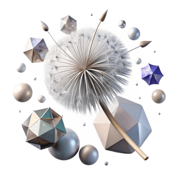 dramatic abstract Single Dandelion Seed Head Cutout detailed png