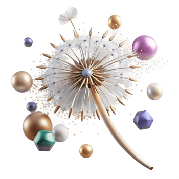 serene creative Single Dandelion with Seeds Front View Cutout Element high quality png