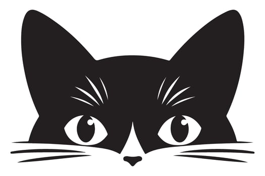 Silhouette of Cat Peeking over Ledge with Intense Eyes vector