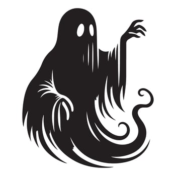 Spooky Ghost Silhouette Illustration Black Frightening Spirit Image vector