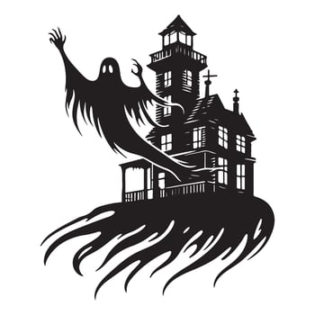 Haunted House Ghost Silhouette Illustration Graphic Image Spooky vector