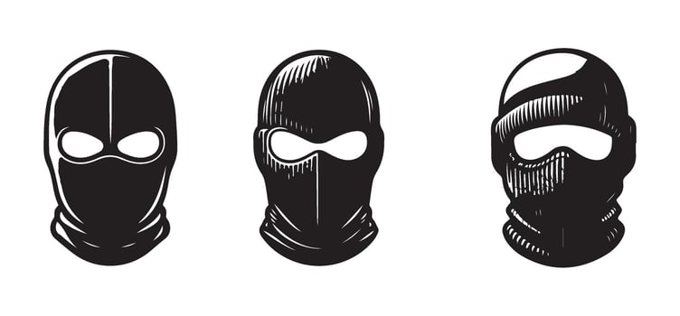 Variety of Ski Masks Silhouette Illustration Style for Design vector