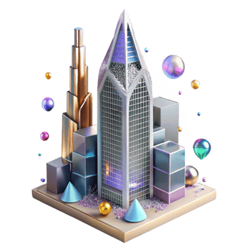 dramatic contemporary Skyscraper Transparent Background with Glass Facade high quality png