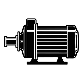 Water Motor Pump Black Silhouette Industrial Equipment Icon vector