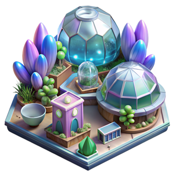 extraordinary modern Space Colony with Greenhouses Transparent Background high resolution png