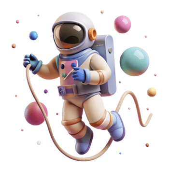 magnificent artistic Space Walking Astronaut Cutout with Tether Line high resolution png