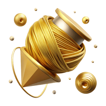 impressive modern Spinning Gold Thread Isolated Angled View premium png