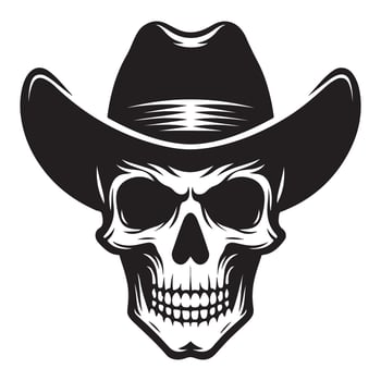 Cowboy Skull with Hat Illustration Wild West Outlaw Graphic vector