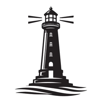 Lighthouse Silhouette Illustration for Coastal Navigation Design vector
