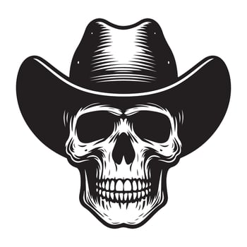 Silhouette Cowboy Skull with Hat An Western themed Illustration Art vector
