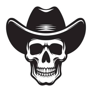 Cowboy Skull with Hat Artwork Western Style Death vector