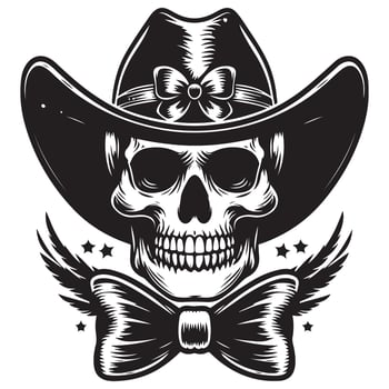 Cowboy Skull Silhouette with Hat Graphic Western Design vector