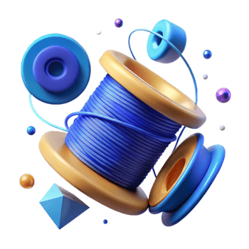 serene classic Spool of Blue Thread Cutout Transparent Background Top View detailed png