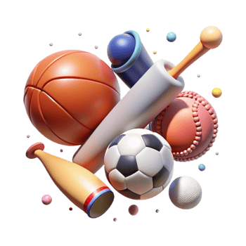 stunning vintage Sports Equipment Isolated with Ball and Bat png