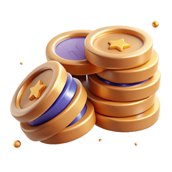 serene abstract Stack of Coins Cutout with Shadow Detail Transparent Background exclusive png