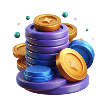 vibrant classic Stack of Coins Cutout with Shadow Detail Transparent Background png