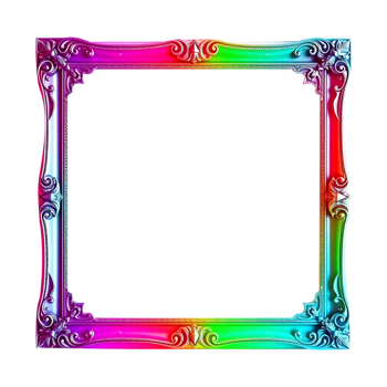 Rainbow colored frame design on transparent background png