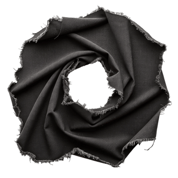 Realistic black fabric ripped hole texture on transparent background png