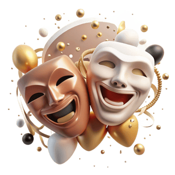 beautiful rustic Theater Masks Cutout with Dramatic Expressions authentic png