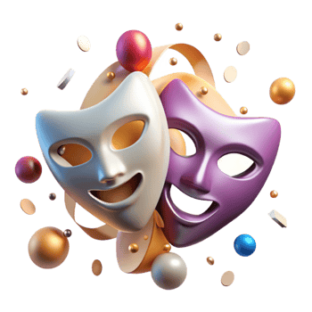 impressive contemporary Theater Masks Isolated on Transparent Background exclusive png