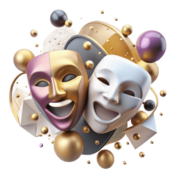 serene abstract Theater Masks Cutout with Dramatic Expressions high resolution png