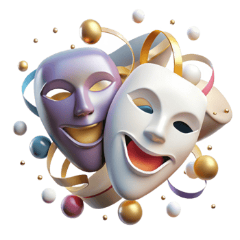 impressive modern Theater Masks Isolated on Transparent Background png