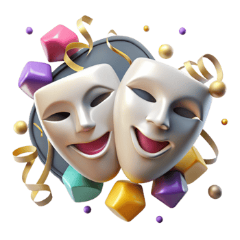 elegant abstract Theater Masks Isolated on Transparent Background high quality png