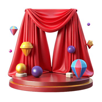 extraordinary minimalist Theater Stage Curtains Red Velvet Isolated professional png