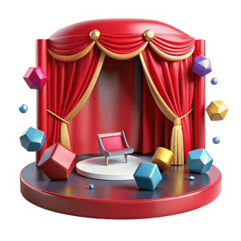 vibrant minimalist Theater Stage with Red Curtain Transparent high resolution png