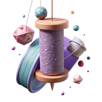 vibrant contemporary Thread Hanging From a Needle Isolated Suspended Element high resolution png