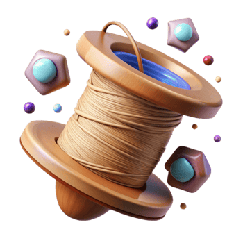 serene creative Thread on a Wooden Spool Isolated Rustic Style original png