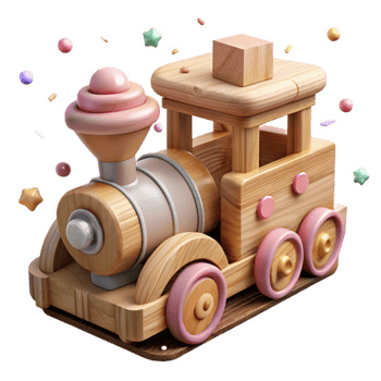 beautiful rustic Timeworn Wooden Toy Train Isolated Cutout Element exclusive png