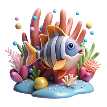 serene modern Tropical Fish Swimming in Coral Reef Isolated genuine png