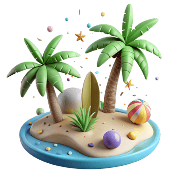 elegant contemporary Tropical Island Cutout with Palm Trees genuine png