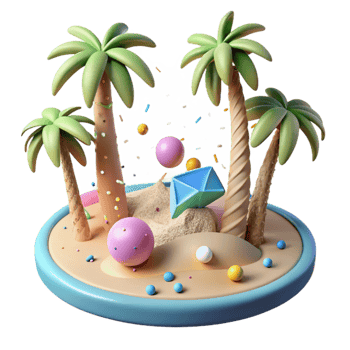 serene abstract Tropical Island Cutout with Palm Trees high resolution png